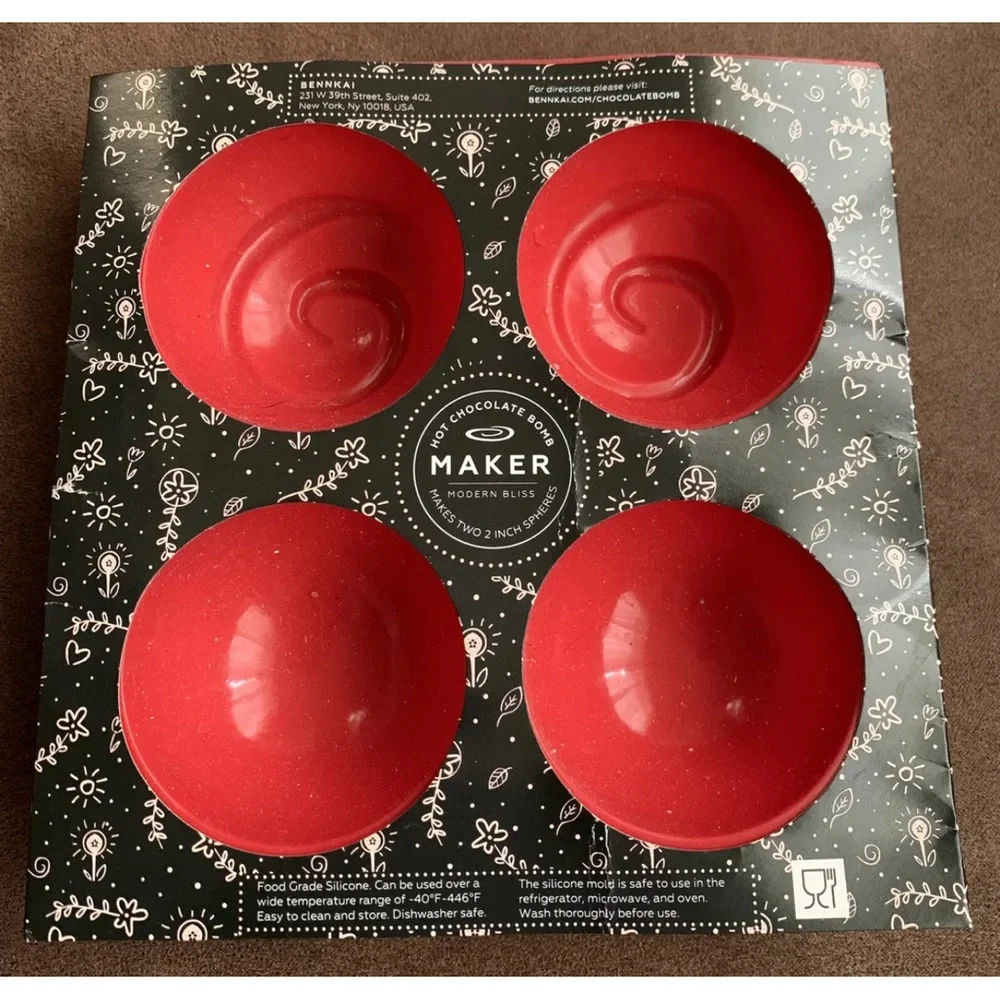 Modern Bliss hot chocolate bomb makers red silicone lot of four NWT